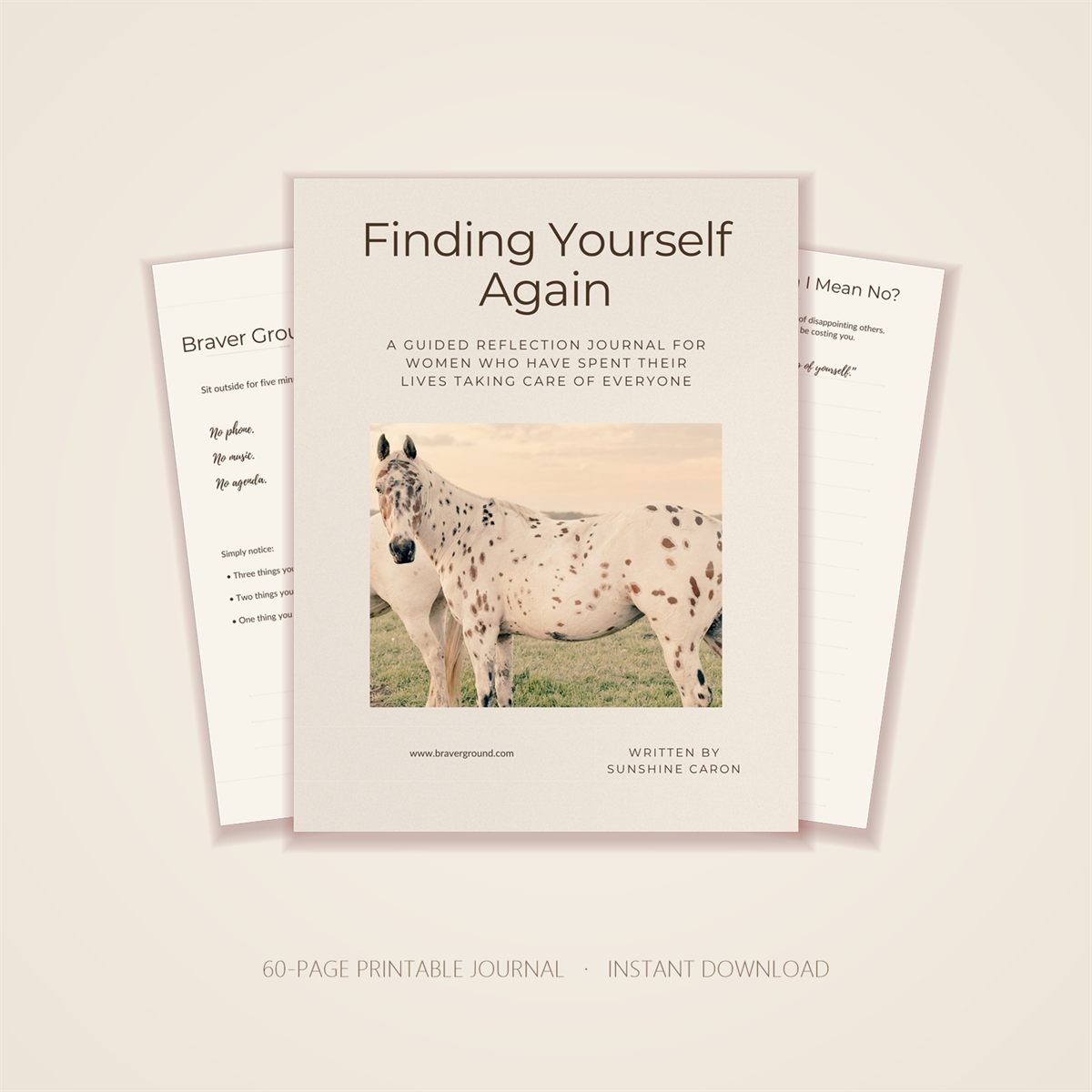 Finding Yourself Again journal cover with inside pages fanned behind it
